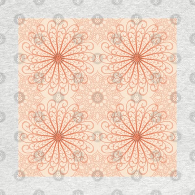 Bright Orange Abstract Mandala Pattern by DeneboArt